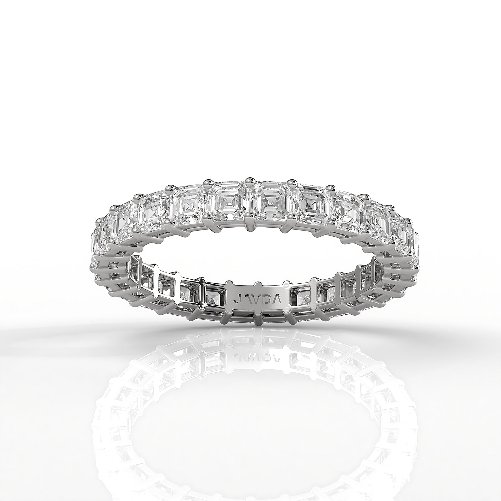 Women's Eternity Wedding Band Asscher Shared Prong Lab Diamond 2.5 mm 2.2ctw.