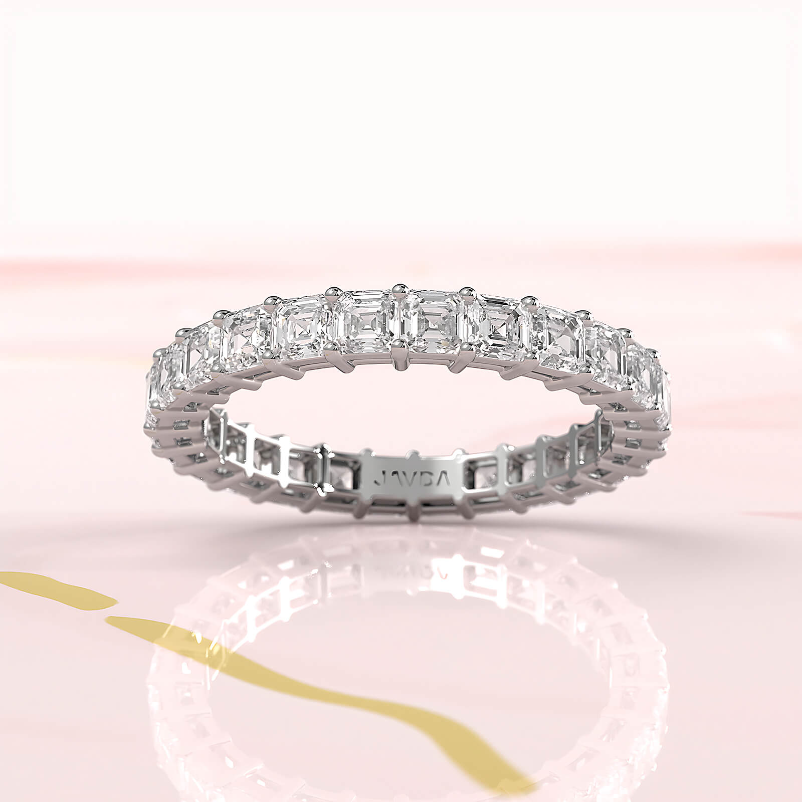 Women's Eternity Wedding Band Asscher Shared Prong Lab Diamond 2.5 mm 2.2ctw.