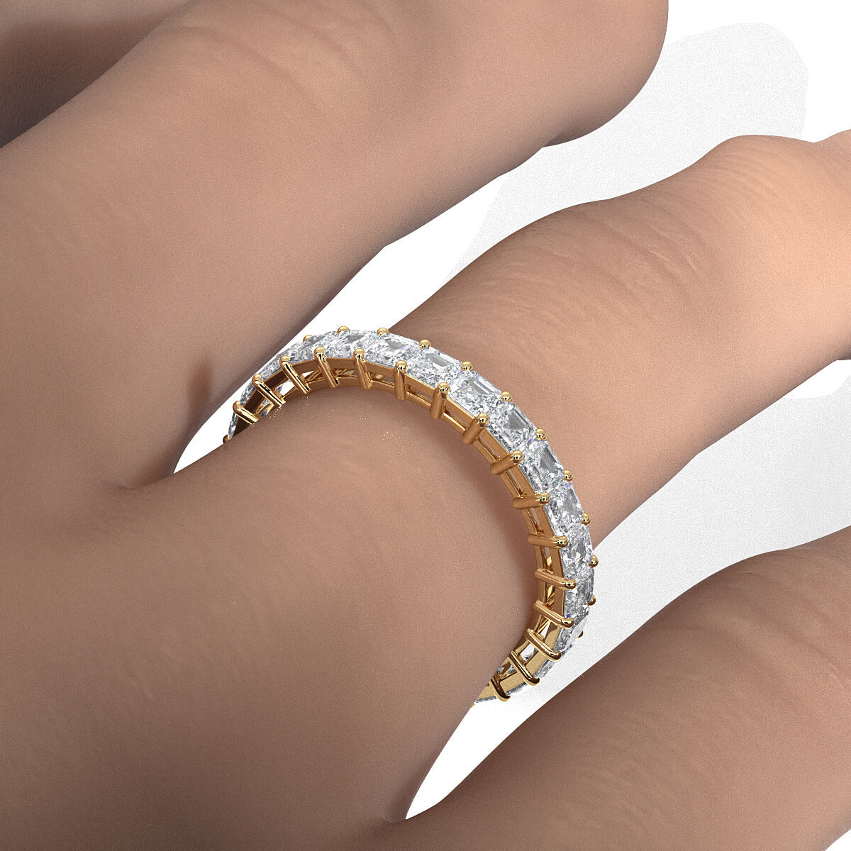 Women's Eternity Wedding Band Asscher Shared Prong Lab Diamond 2.5 mm 2.2ctw.