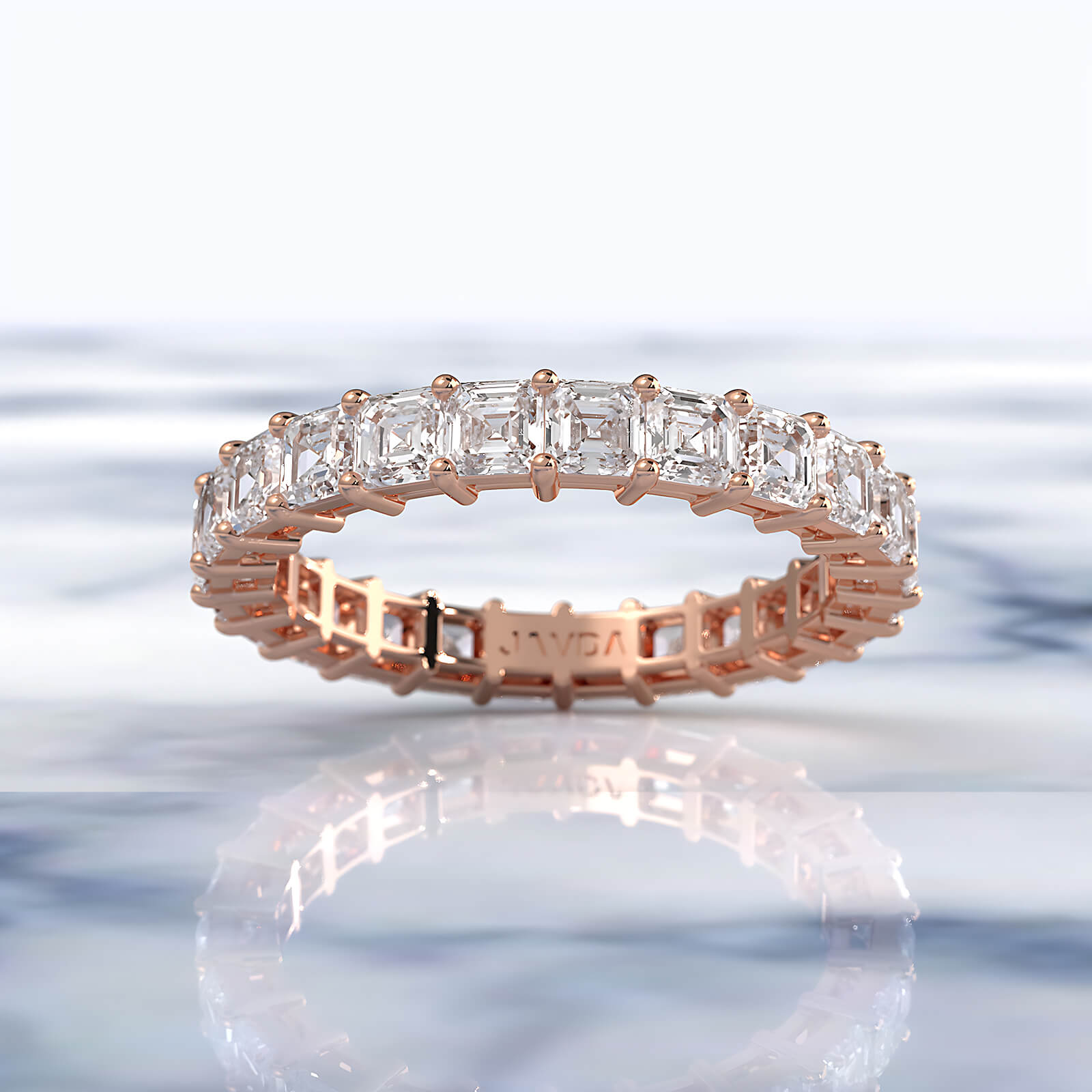 Shared Prong Women Asscher Lab Diamond Wedding Band 2.75 mm 2.8ctw.