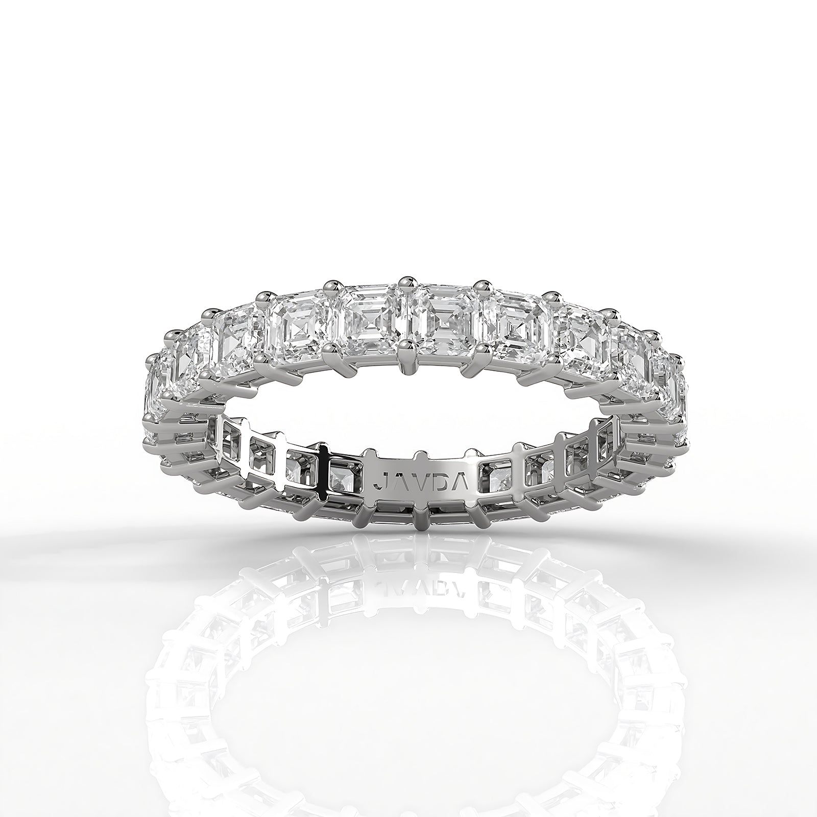 Shared Prong Women Asscher Lab Diamond Wedding Band 2.75 mm 2.8ctw.