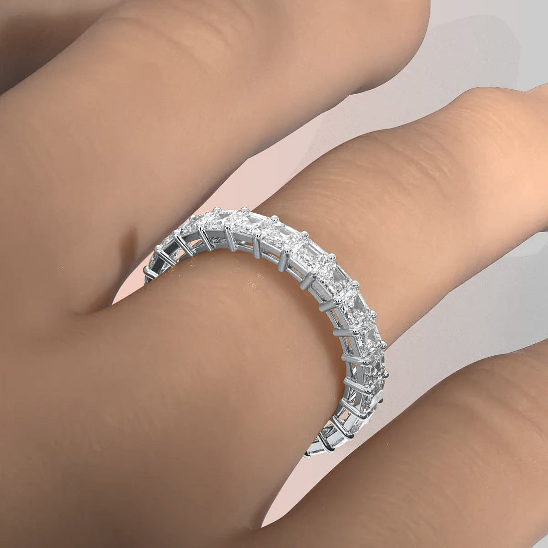 Shared Prong Women Asscher Lab Diamond Wedding Band 2.75 mm 2.8ctw.