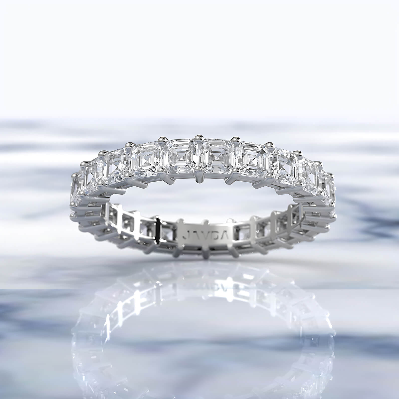 Shared Prong Women Asscher Lab Diamond Wedding Band 2.75 mm 2.8ctw.