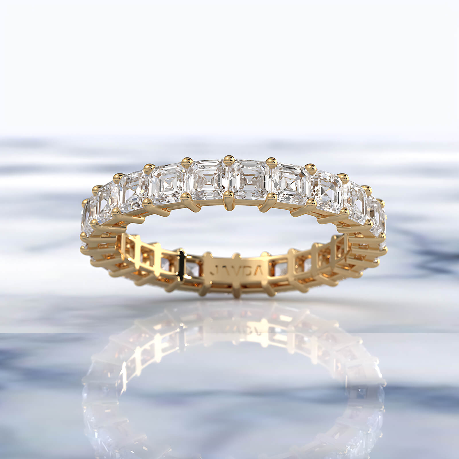 Shared Prong Women Asscher Lab Diamond Wedding Band 2.75 mm 2.8ctw.