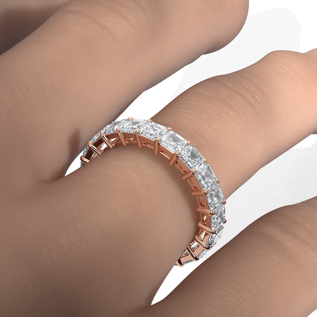 Asscher Lab Diamond Shared Prong Women's Eternity Wedding Band 3.25 mm 3.8ctw.