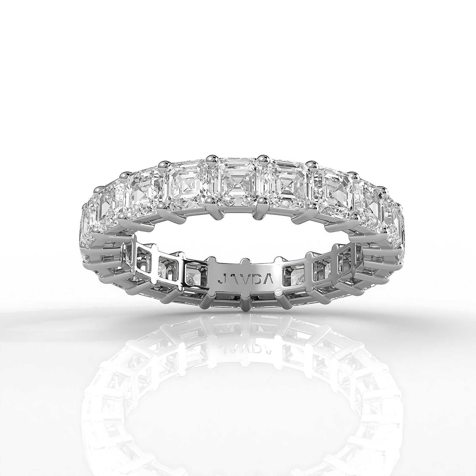 Asscher Lab Diamond Shared Prong Women's Eternity Wedding Band 3.25 mm 3.8ctw.