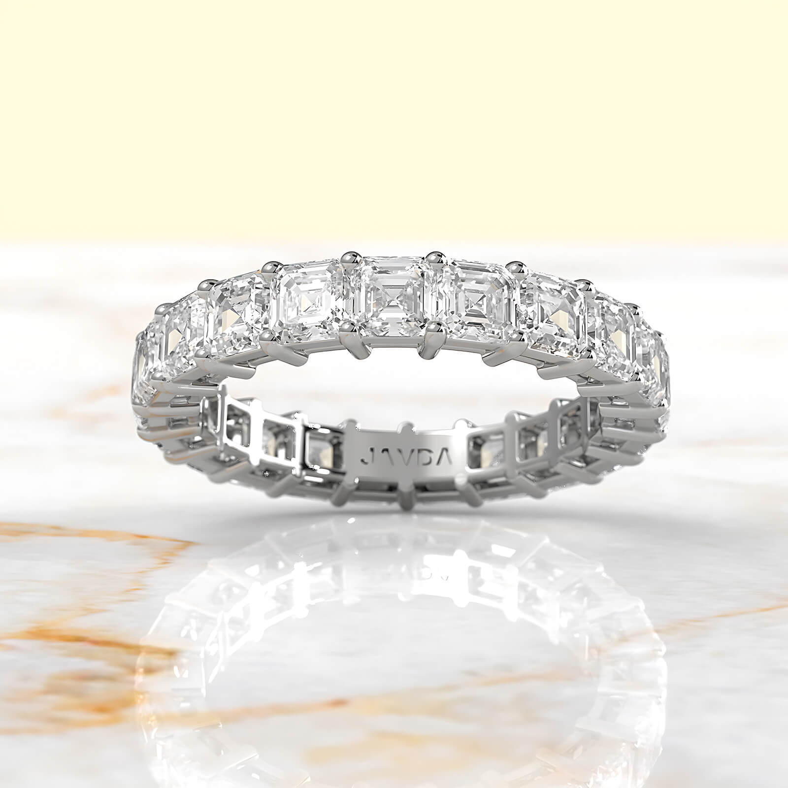 Asscher Lab Diamond Shared Prong Women's Eternity Wedding Band 3.25 mm 3.8ctw.