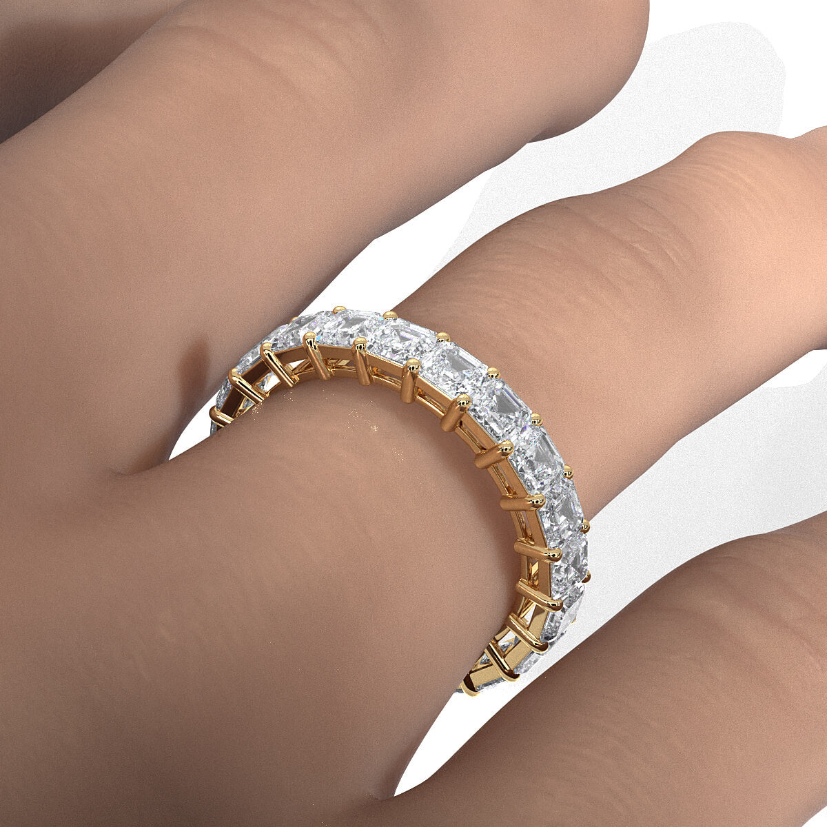 Asscher Lab Diamond Shared Prong Women's Eternity Wedding Band 3.25 mm 3.8ctw.