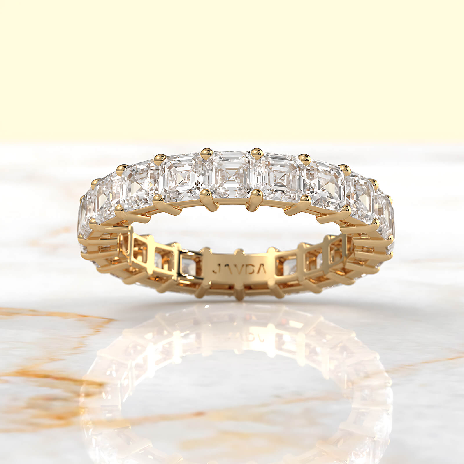 Asscher Lab Diamond Shared Prong Women's Eternity Wedding Band 3.25 mm 3.8ctw.