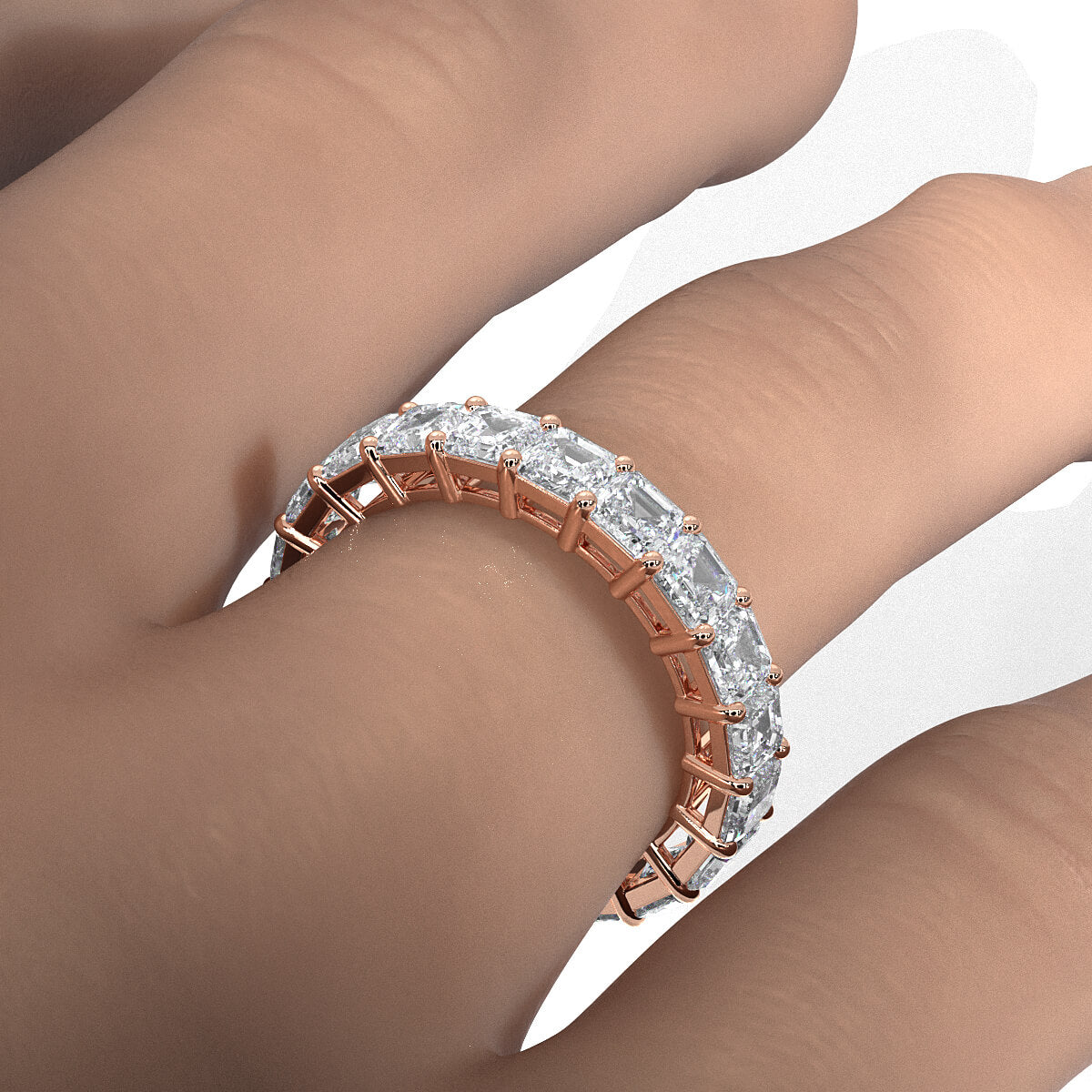 Asscher Lab Diamond Women's Eternity Wedding Band 3.5 mm 4.7ctw.