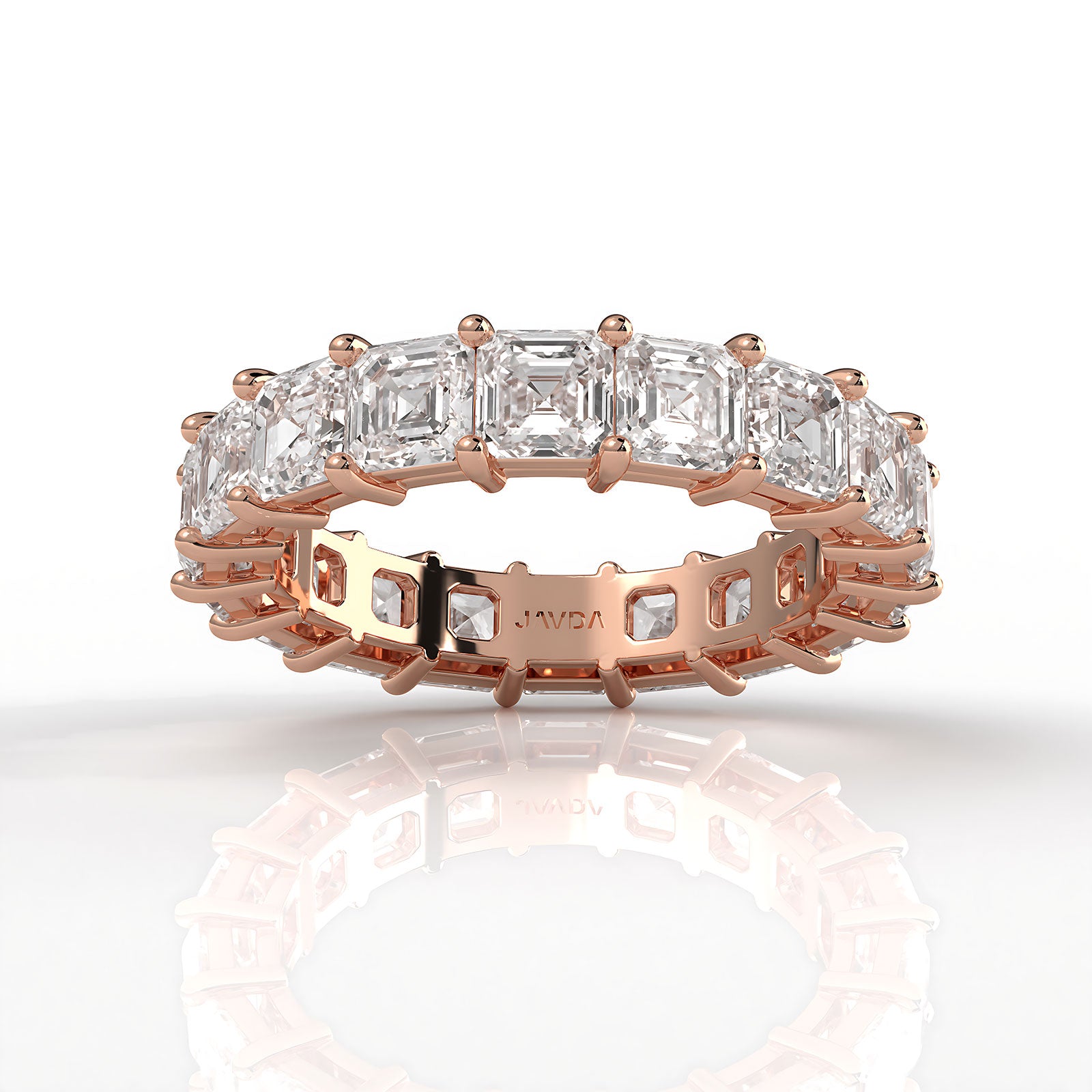 Women's Wedding Band Asscher Shared Prong Lab Diamond 3.75 mm 5.3ctw.