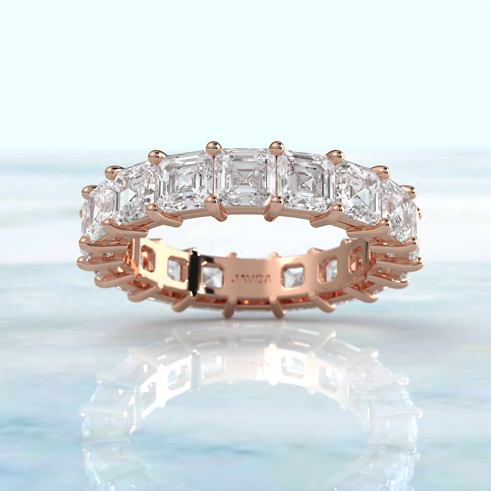 Women's Wedding Band Asscher Shared Prong Lab Diamond 3.75 mm 5.3ctw.