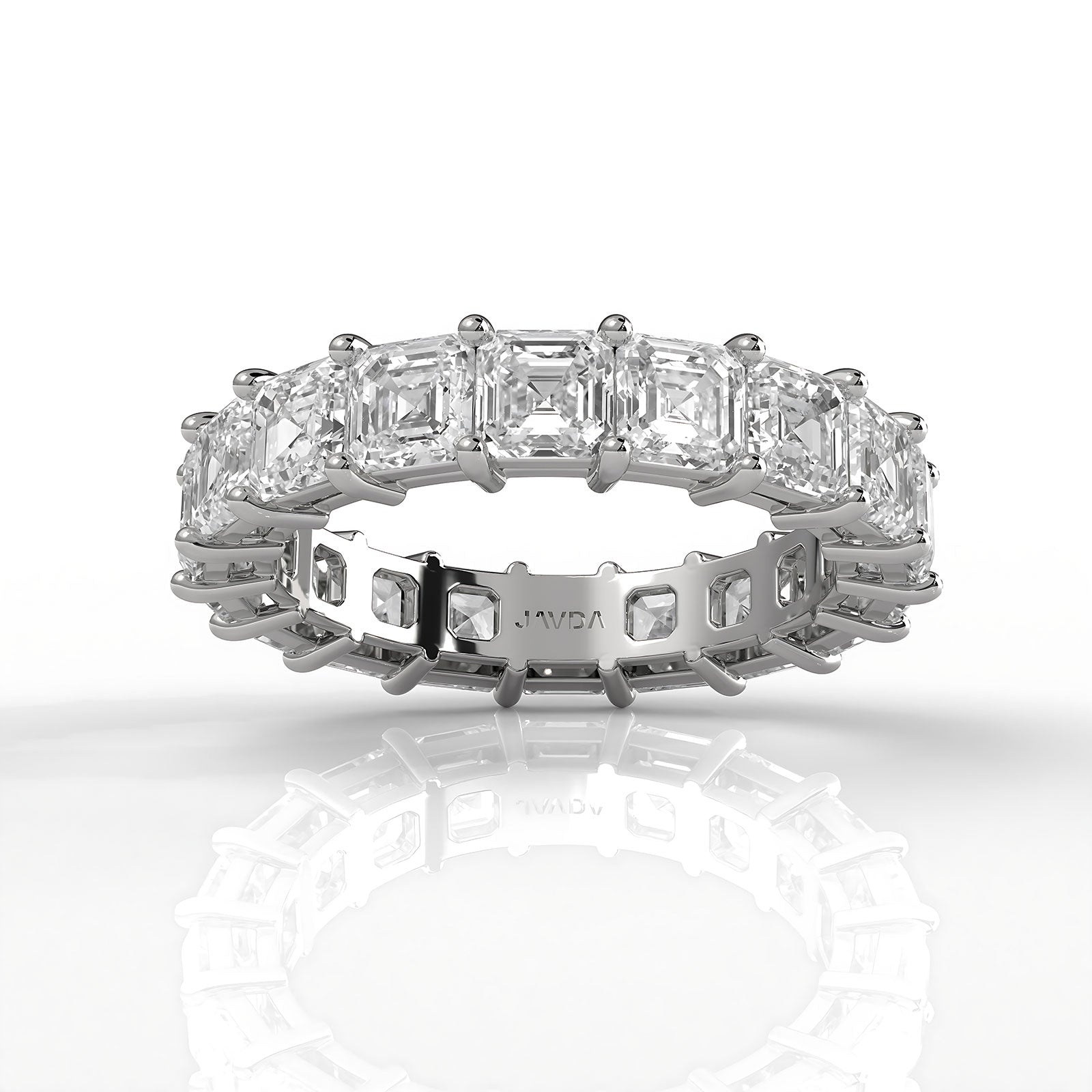 Women's Wedding Band Asscher Shared Prong Lab Diamond 3.75 mm 5.3ctw.