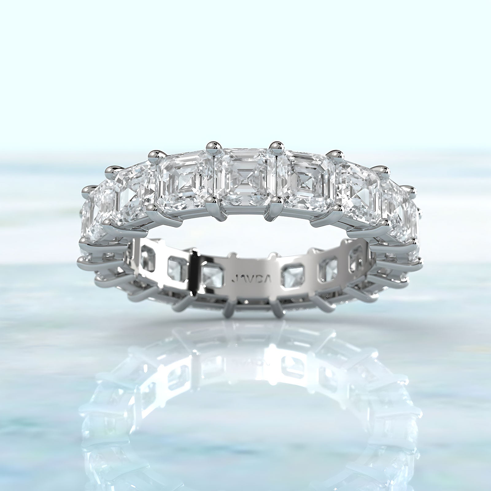 Women's Wedding Band Asscher Shared Prong Lab Diamond 3.75 mm 5.3ctw.