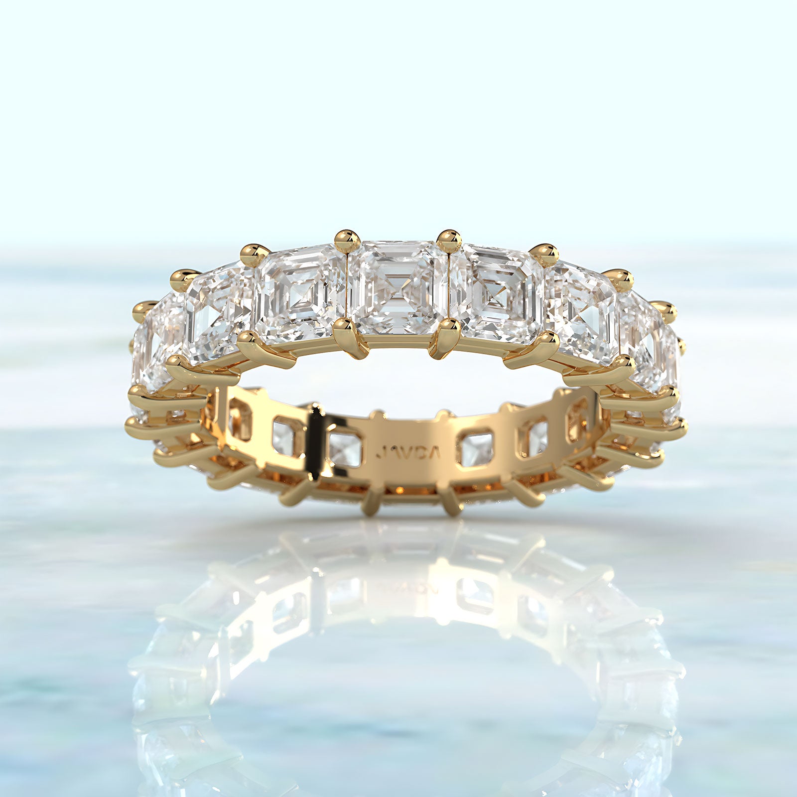 Women's Wedding Band Asscher Shared Prong Lab Diamond 3.75 mm 5.3ctw.