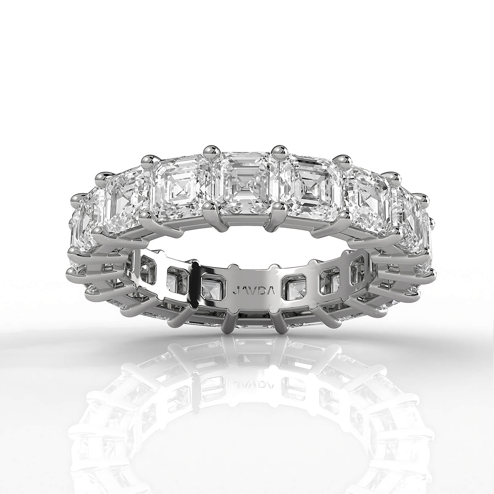 Women's Eternity Wedding Band Asscher Shared Prong Lab Diamond 4 mm 6.5ctw.