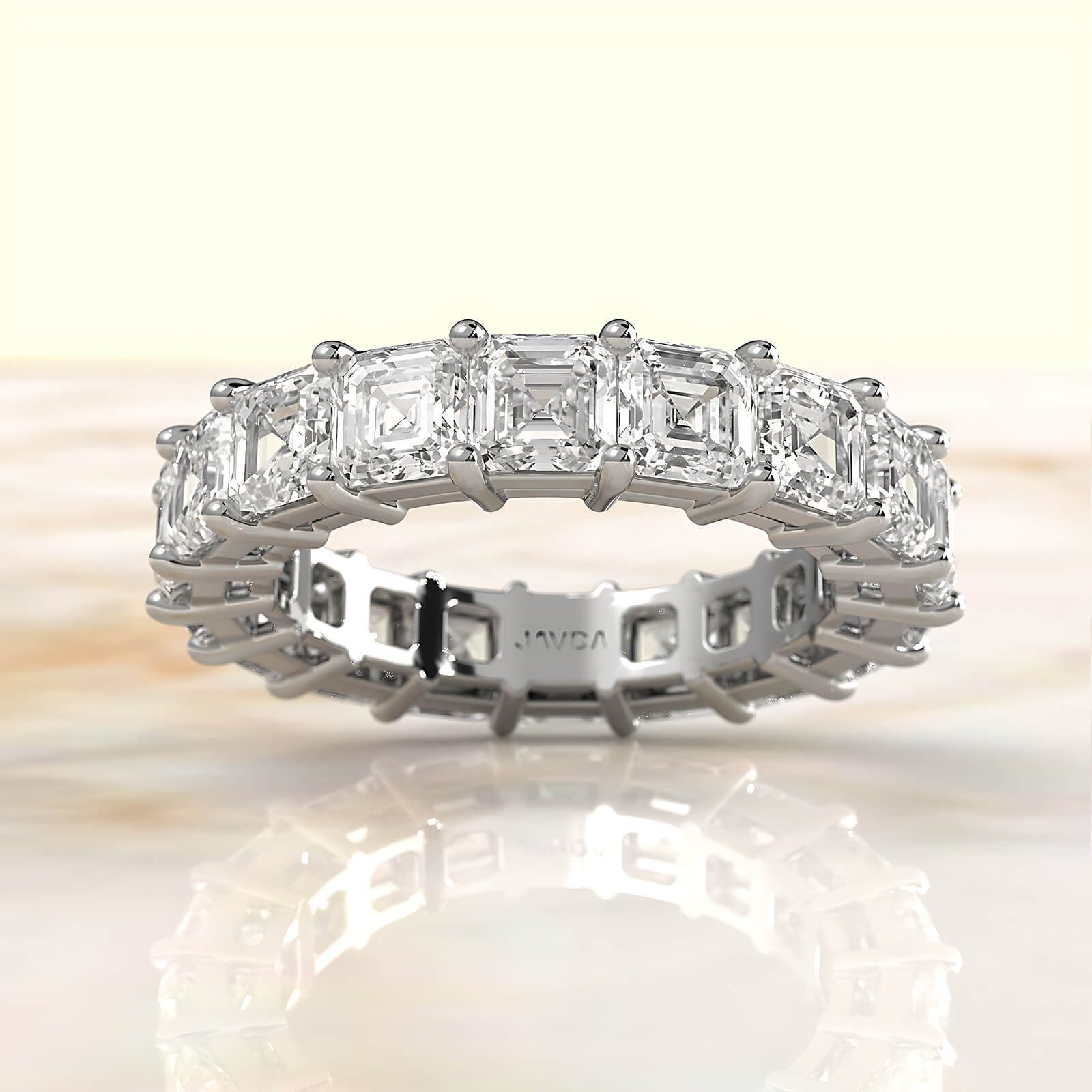 Women's Eternity Wedding Band Asscher Shared Prong Lab Diamond 4 mm 6.5ctw.
