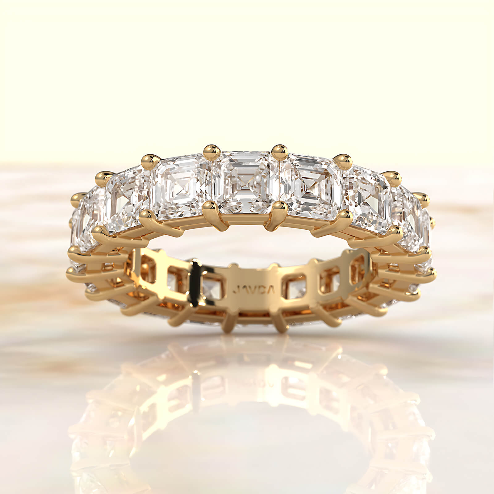 Women's Eternity Wedding Band Asscher Shared Prong Lab Diamond 4 mm 6.5ctw.