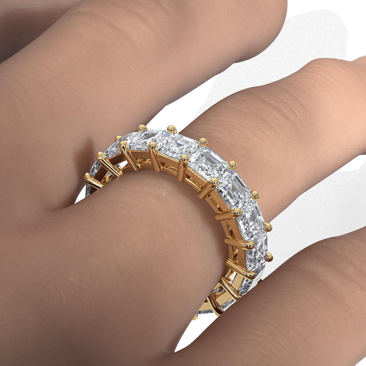 Shared Prong Asscher Lab Diamond Women's Eternity Wedding Band 4.25 mm 7.4ctw.