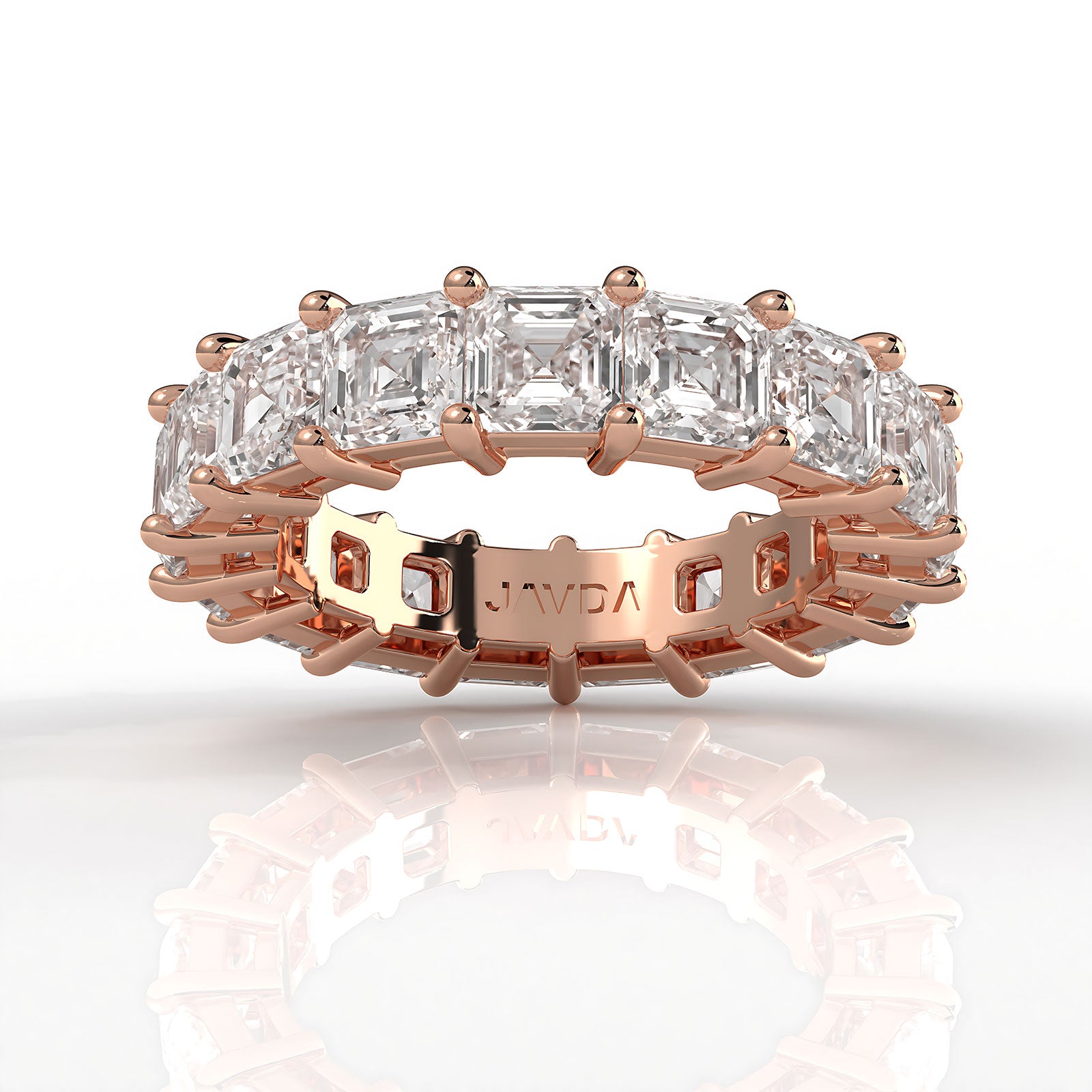 Shared Prong Asscher Lab Diamond Women's Eternity Wedding Band 4.25 mm 7.4ctw.