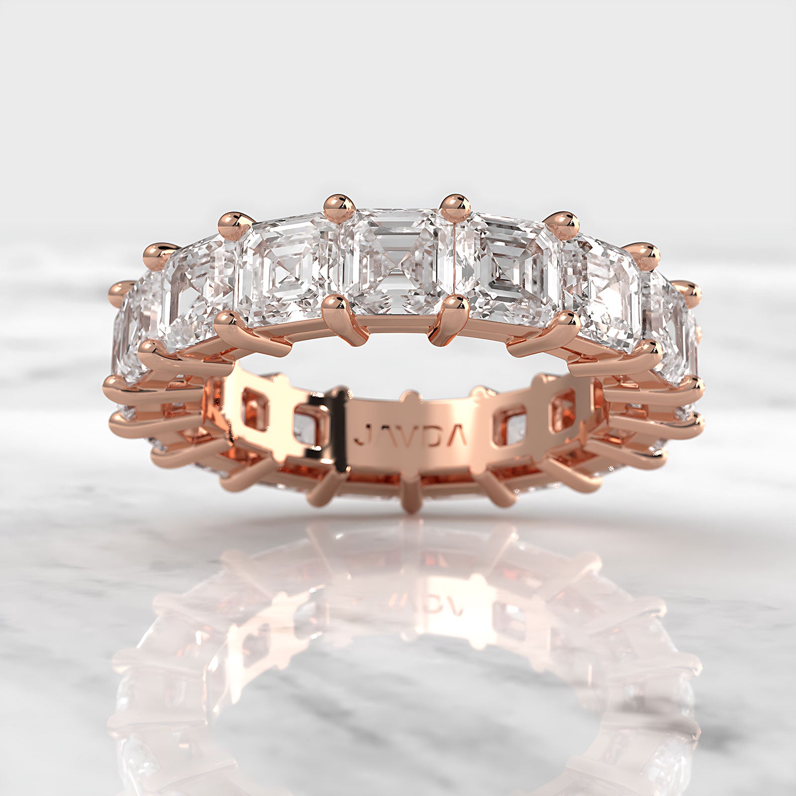 Shared Prong Asscher Lab Diamond Women's Eternity Wedding Band 4.25 mm 7.4ctw.