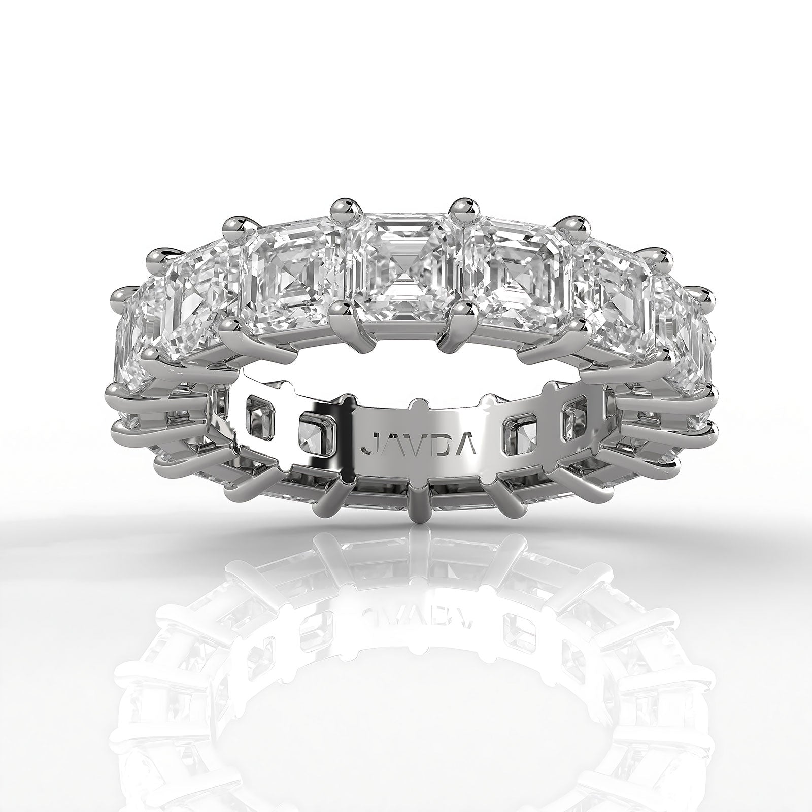 Shared Prong Asscher Lab Diamond Women's Eternity Wedding Band 4.25 mm 7.4ctw.