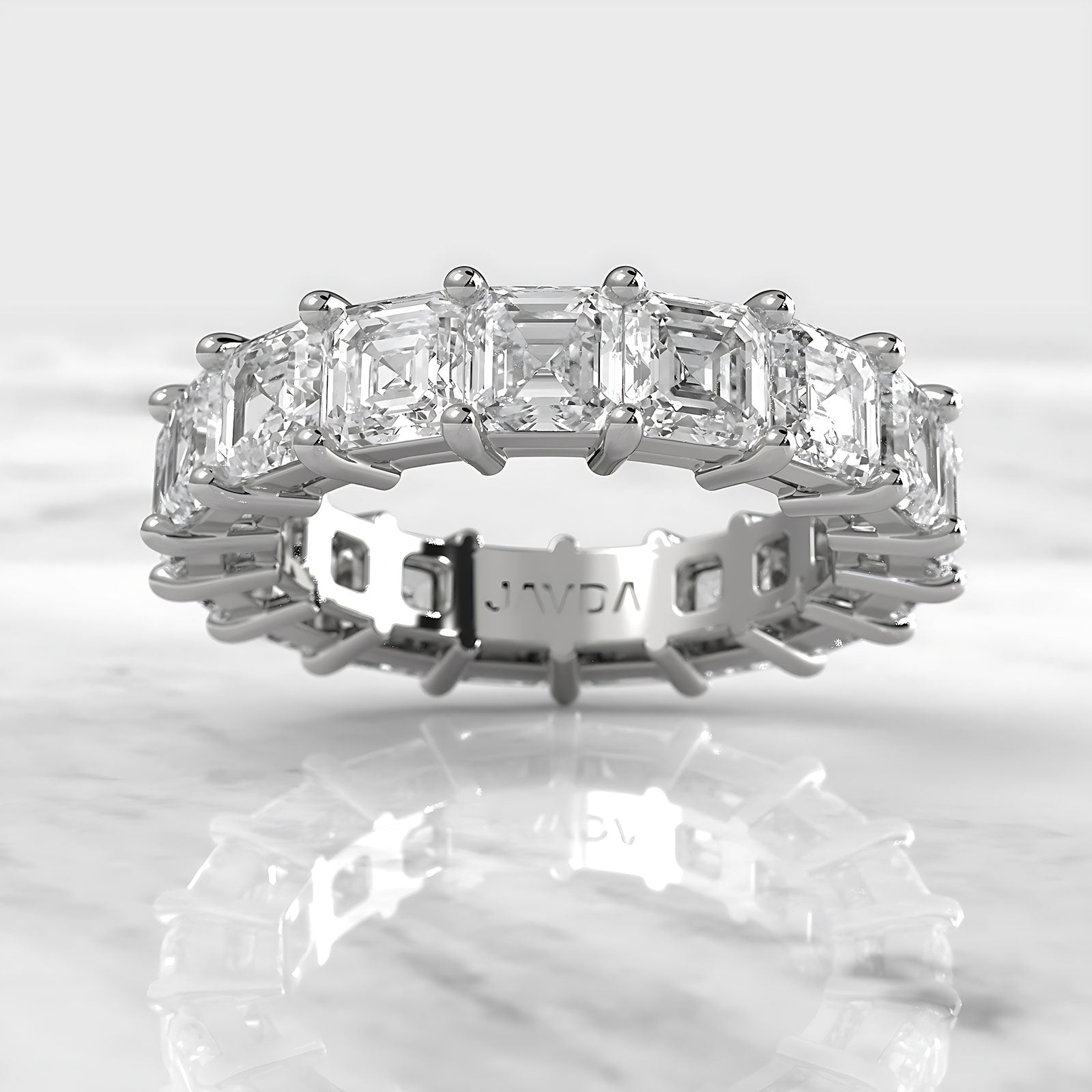 Shared Prong Asscher Lab Diamond Women's Eternity Wedding Band 4.25 mm 7.4ctw.