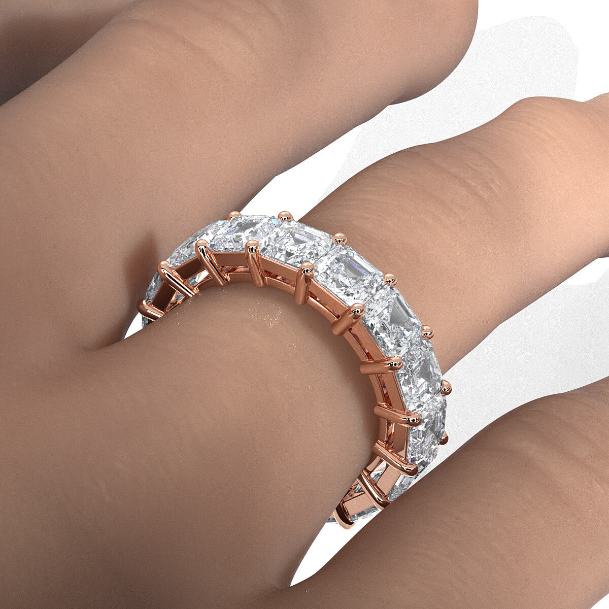 Asscher Lab Diamond Women's Eternity Wedding Band 4.5 mm 8.25ctw.