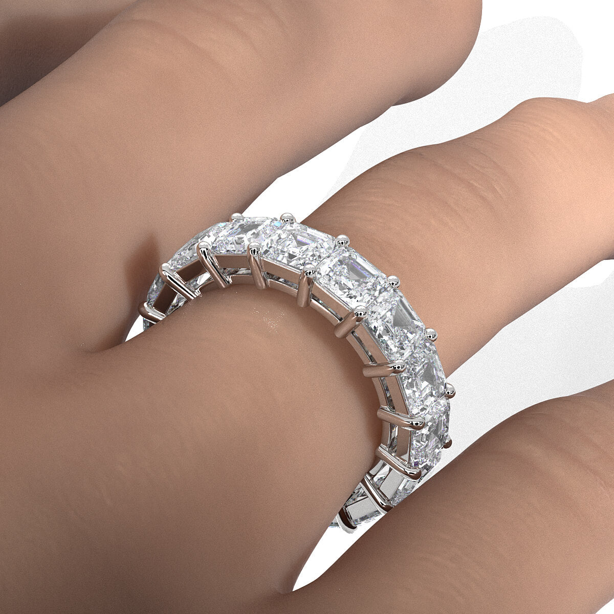 Asscher Lab Diamond Women's Eternity Wedding Band 4.5 mm 8.25ctw.