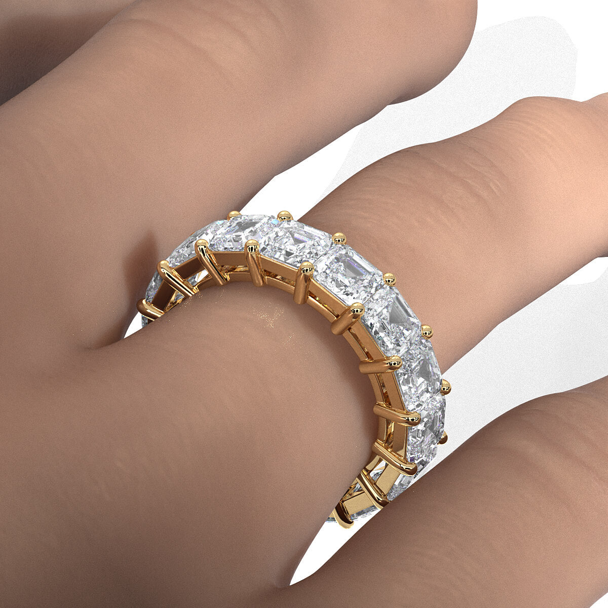 Asscher Lab Diamond Women's Eternity Wedding Band 4.5 mm 8.25ctw.