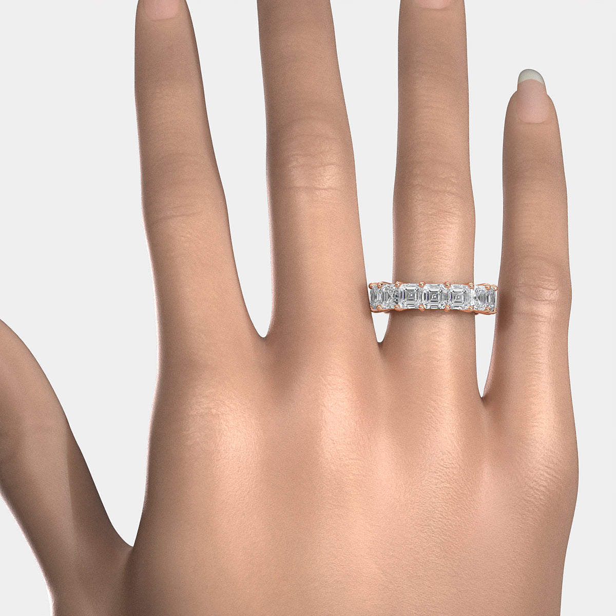 Asscher Cut Shared Prong Lab Diamond Women's Eternity Wedding Band 4.75 mm 9ctw.