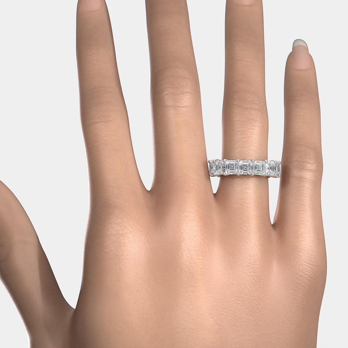 Asscher Cut Shared Prong Lab Diamond Women's Eternity Wedding Band 4.75 mm 9ctw.