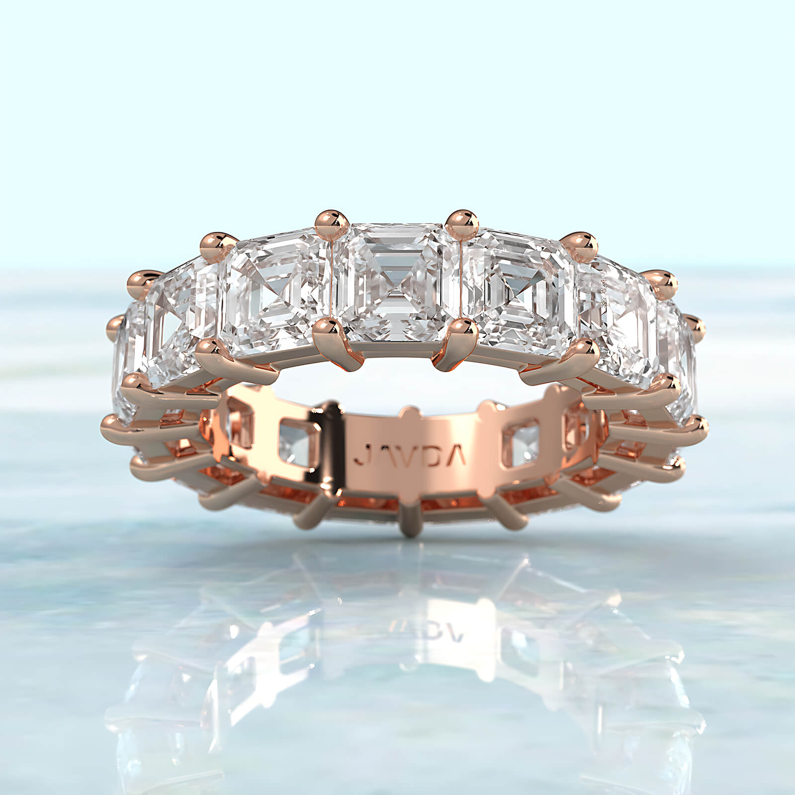 Asscher Cut Shared Prong Lab Diamond Women's Eternity Wedding Band 4.75 mm 9ctw.