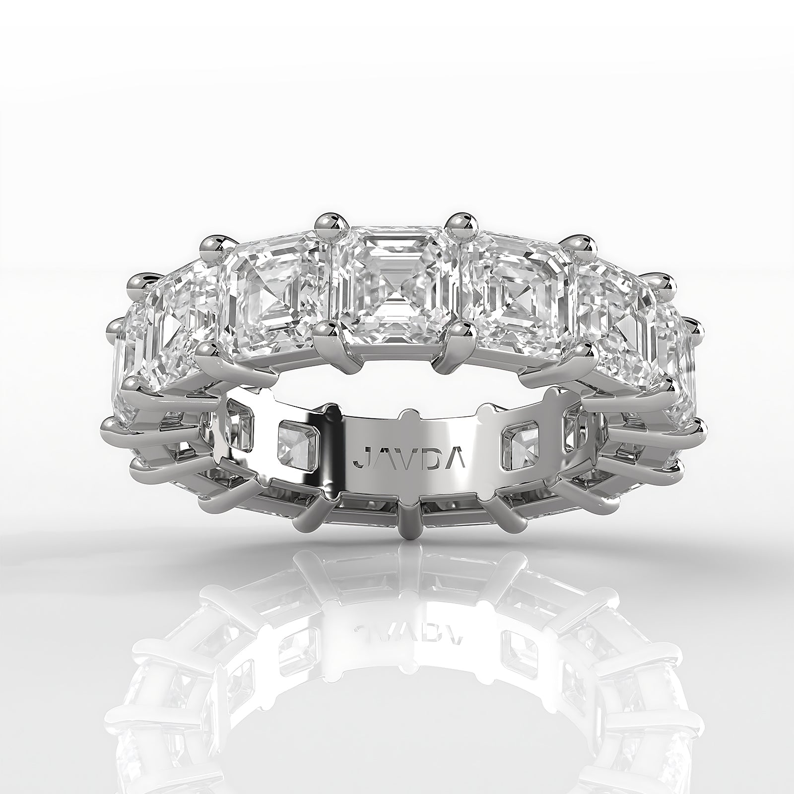 Asscher Cut Shared Prong Lab Diamond Women's Eternity Wedding Band 4.75 mm 9ctw.
