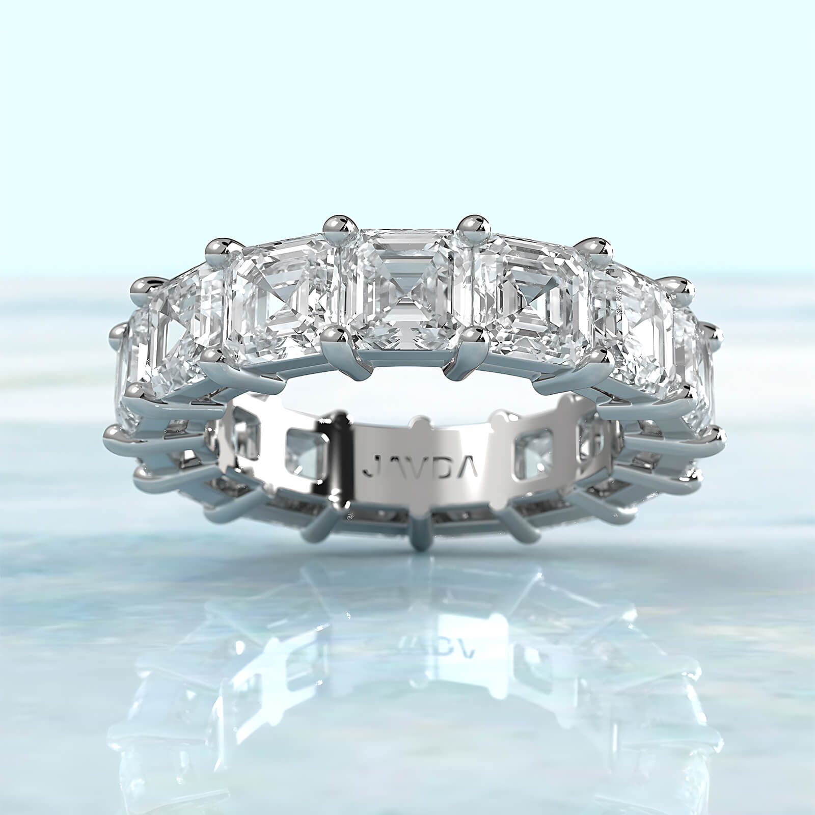 Asscher Cut Shared Prong Lab Diamond Women's Eternity Wedding Band 4.75 mm 9ctw.