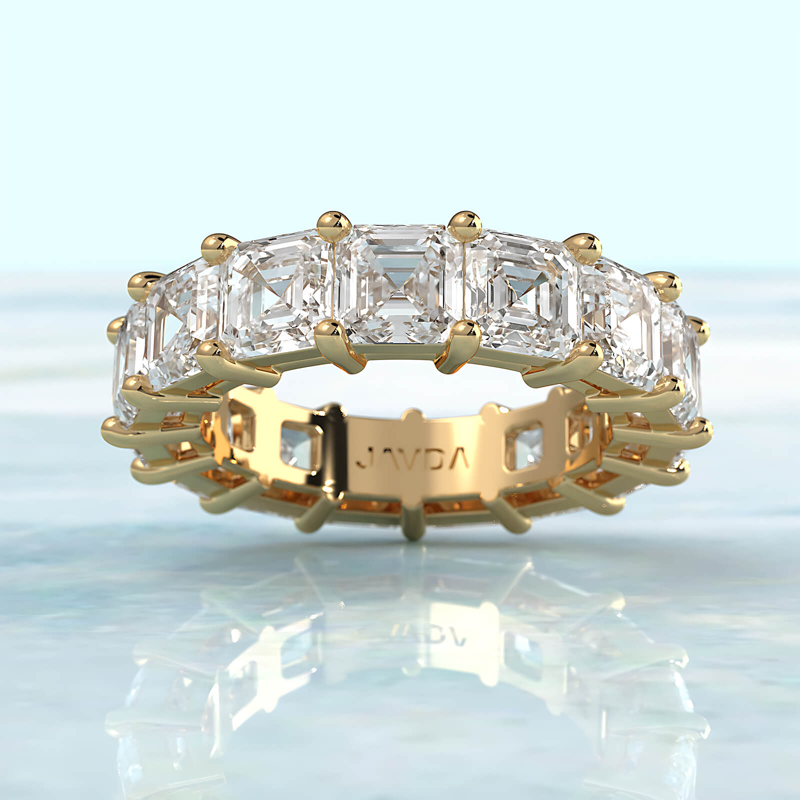 Asscher Cut Shared Prong Lab Diamond Women's Eternity Wedding Band 4.75 mm 9ctw.