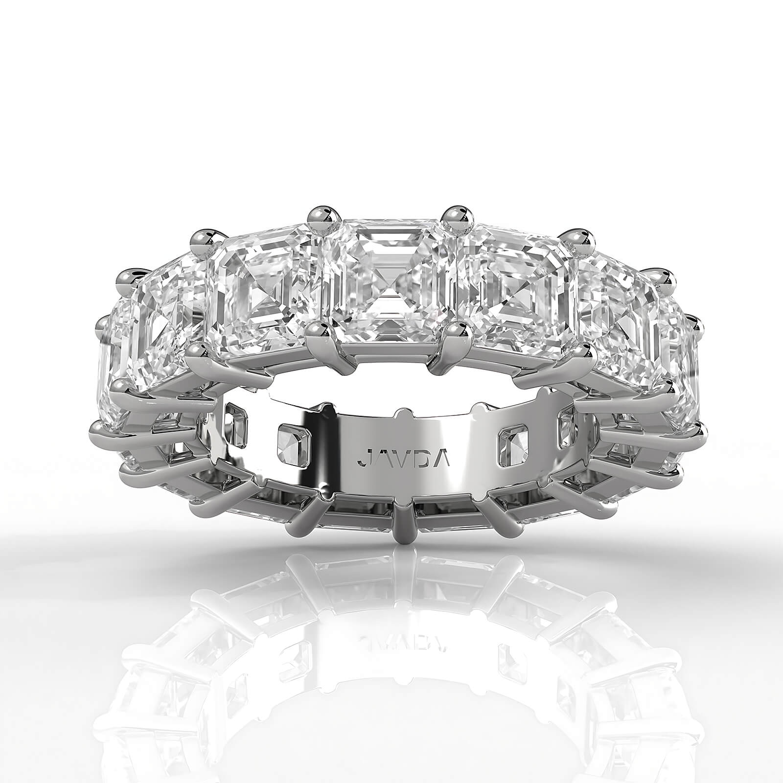 Shared Prong Women's Eternity Asscher Lab Diamond Wedding Band 5 mm 10.5ctw.