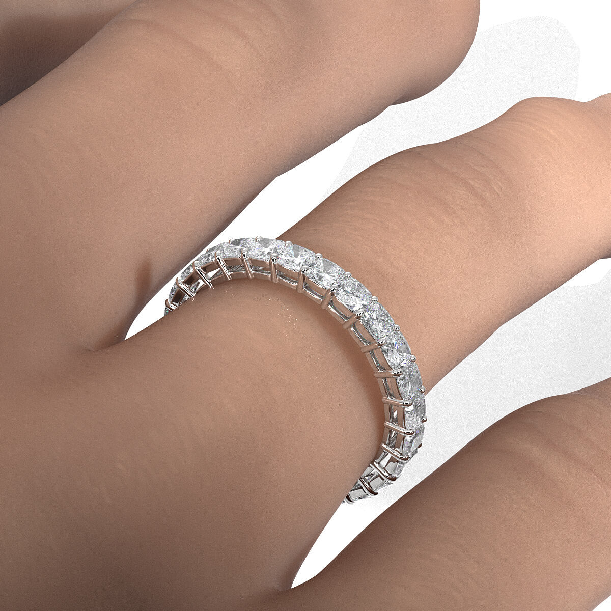 Shared Prong Cushion Lab Diamond Women's Eternity Wedding Band 2.5 mm 2.20ctw.