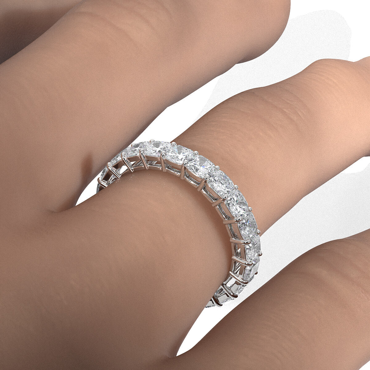 Cushion Lab Diamond Shared Prong Women's Eternity Wedding Band 3 mm 3.40ctw.