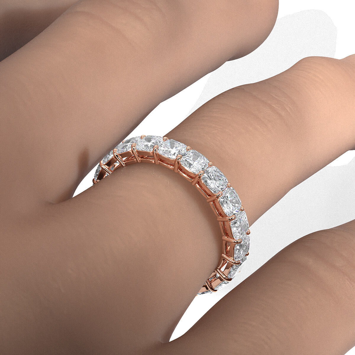 Cushion Lab Diamond Shared Prong Women's Wedding Band 3.25 mm 3.80ctw.