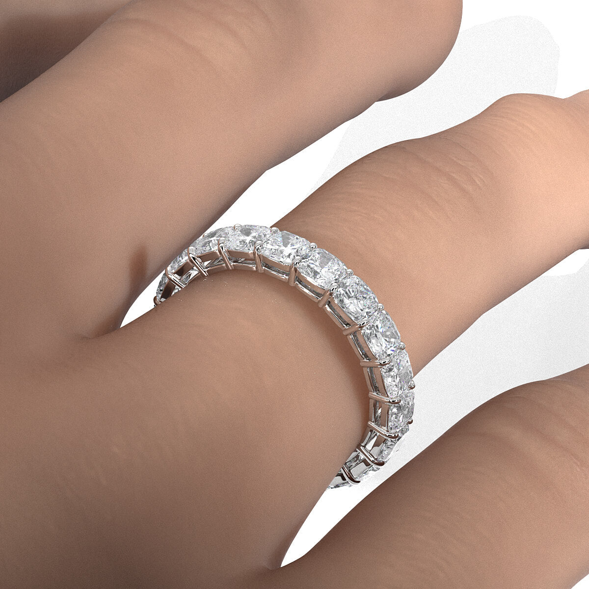 Cushion Lab Diamond Shared Prong Women's Wedding Band 3.25 mm 3.80ctw.