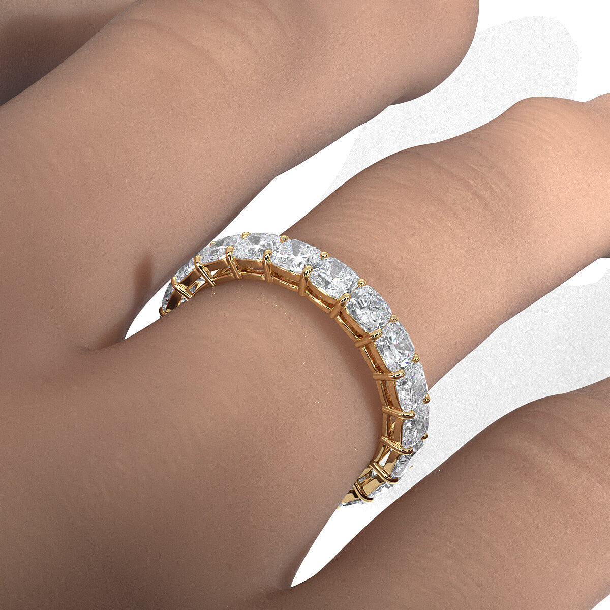 Cushion Lab Diamond Shared Prong Women's Wedding Band 3.25 mm 3.80ctw.