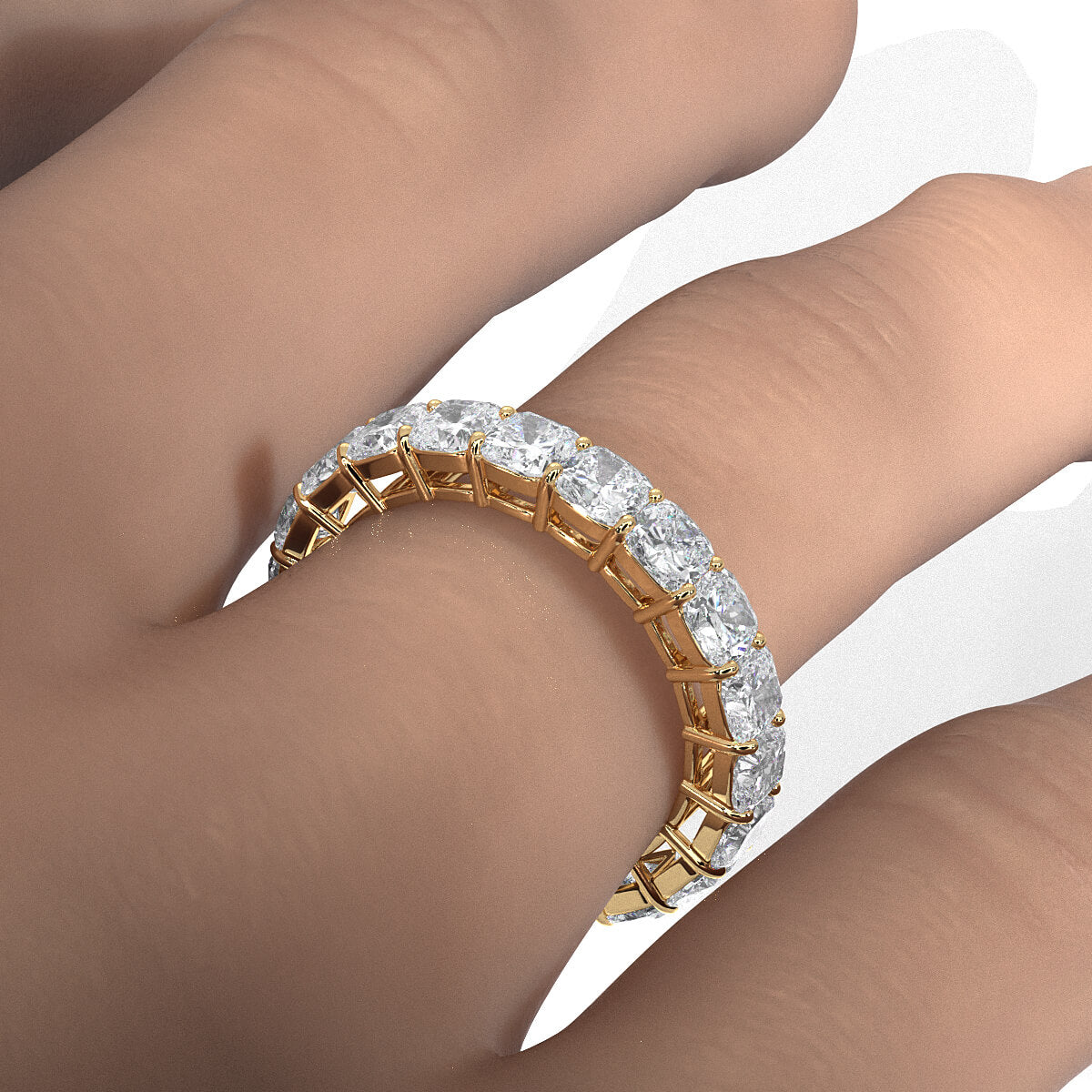 Cushion Lab Diamond Shared Prong Women's Eternity Wedding Band 3.5 mm 5ctw.