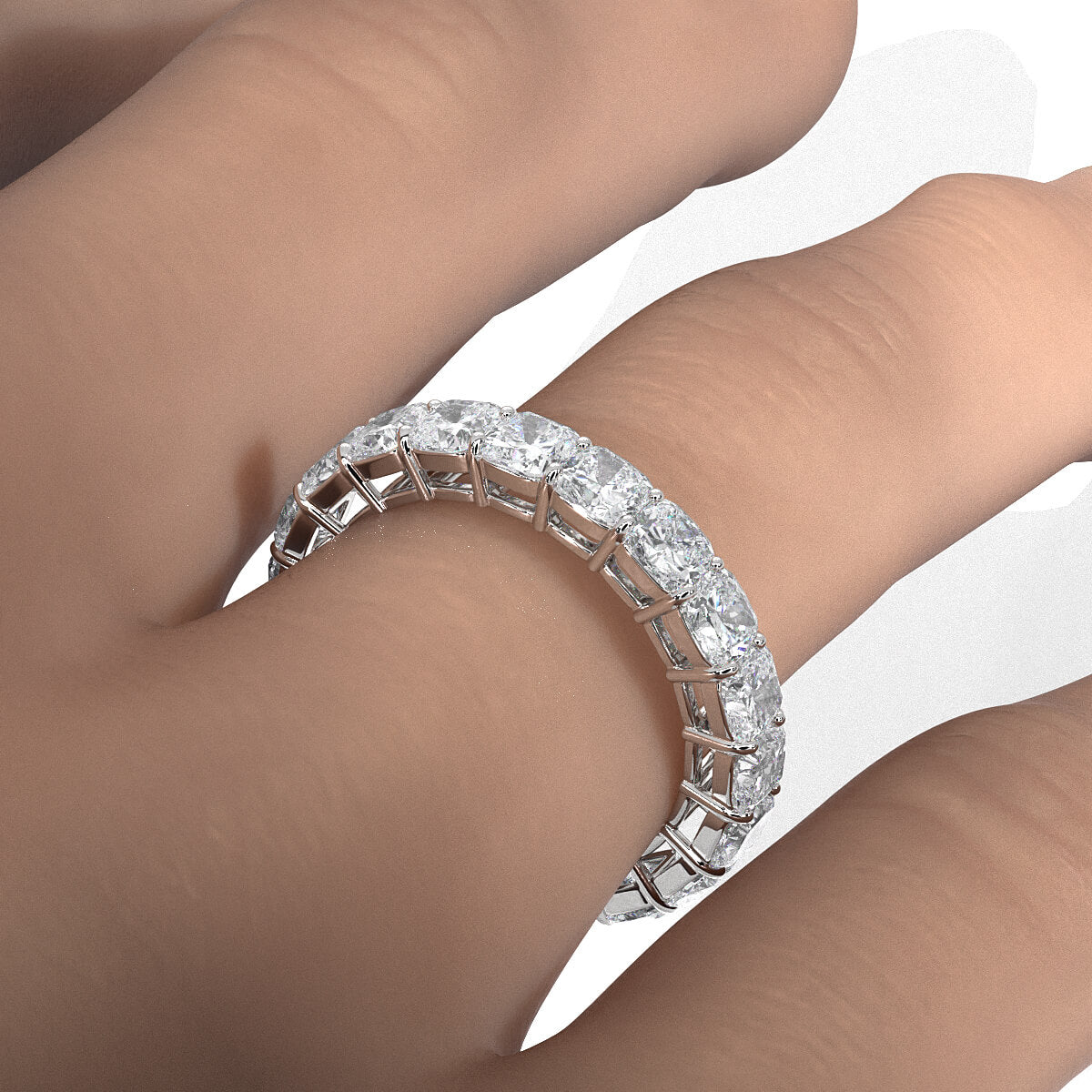 Cushion Lab Diamond Shared Prong Women's Eternity Wedding Band 3.75 mm 5.60ctw.