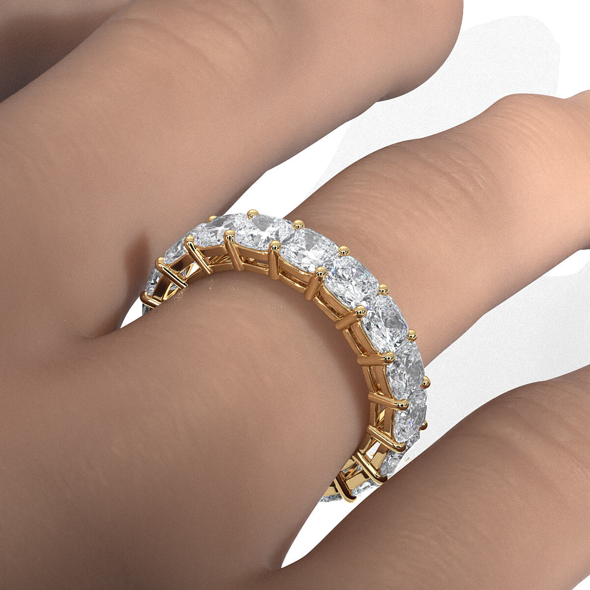 Shared Prong Cushion Lab Diamond Women's Eternity Wedding Band 4 mm 6.50ctw.