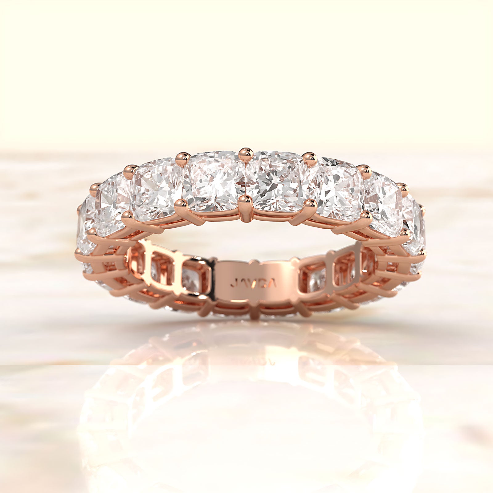 Shared Prong Cushion Lab Diamond Women's Eternity Wedding Band 4 mm 6.50ctw.