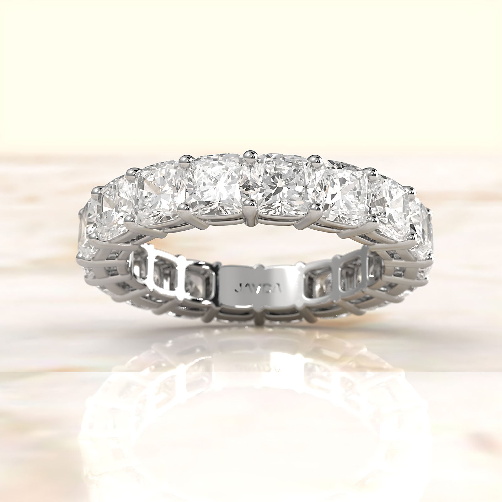 Shared Prong Cushion Lab Diamond Women's Eternity Wedding Band 4 mm 6.50ctw.