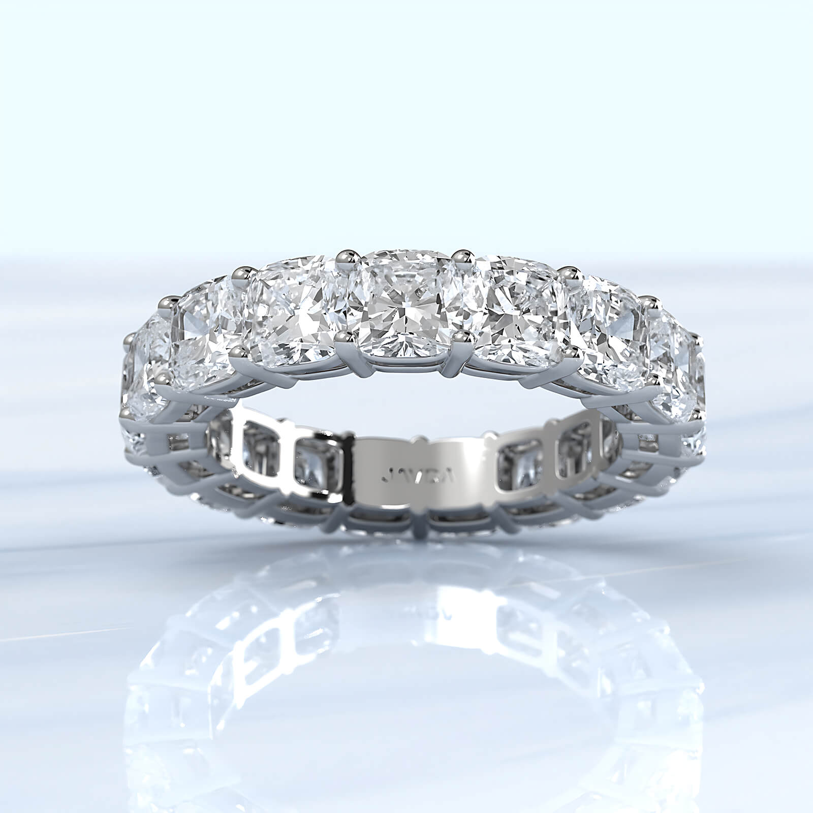 Cushion Cut Lab Diamond Shared Prong Women's Eternity Wedding Band 4.25 mm 7.40ctw.