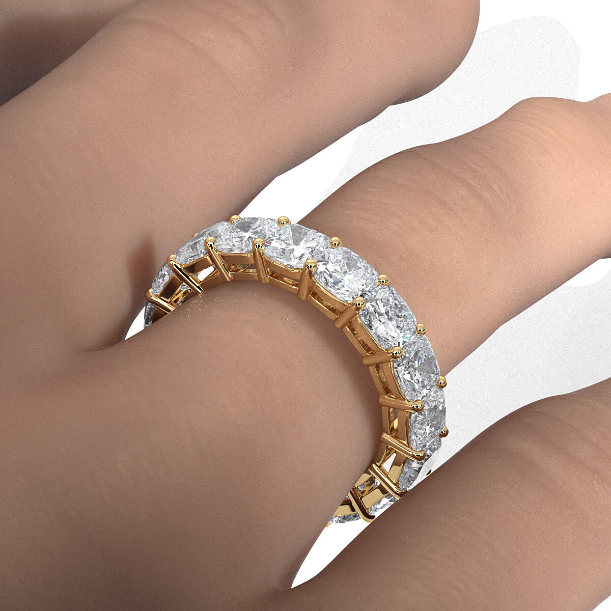 Cushion Cut Lab Diamond Shared Prong Women's Eternity Wedding Band 4.25 mm 7.40ctw.