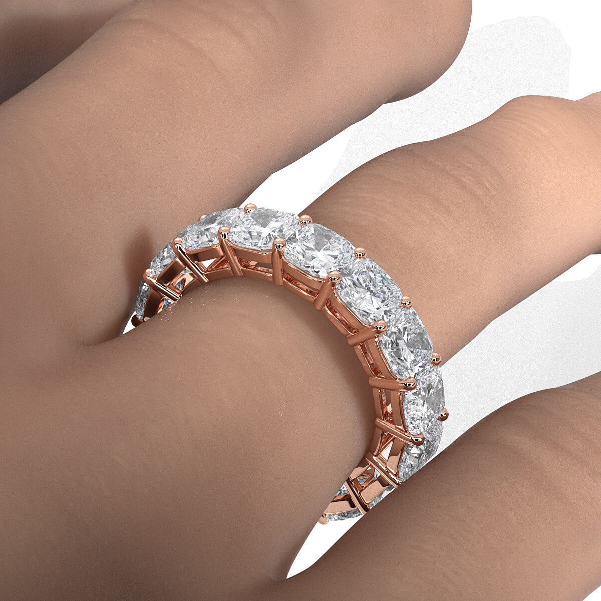 Cushion Lab Diamond Shared Prong Women's Eternity Wedding Band 4.75 mm 9.60ctw.